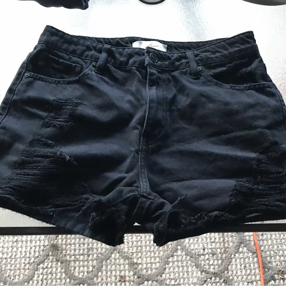 Kancan Black distressed Shorts
